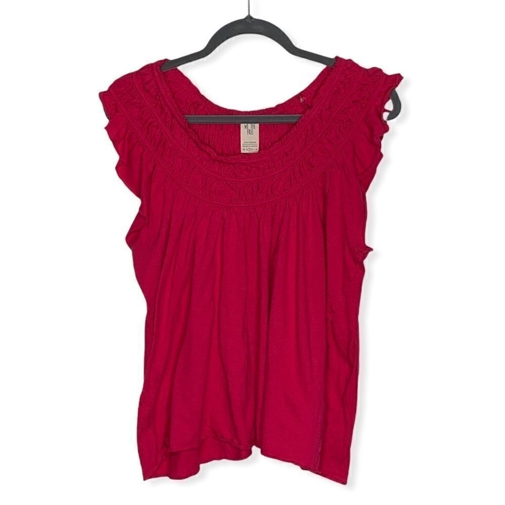 We The Free Hot Pink Ruched Top